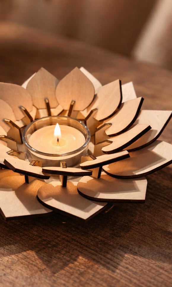 Fyrfadsstage i bøgetræ – Løvfald