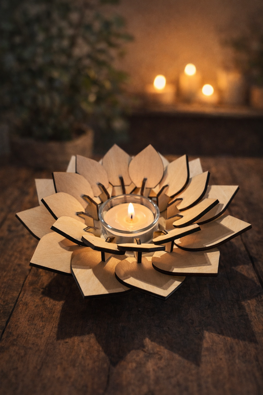 Fyrfadsstage i bøgetræ – Løvfald