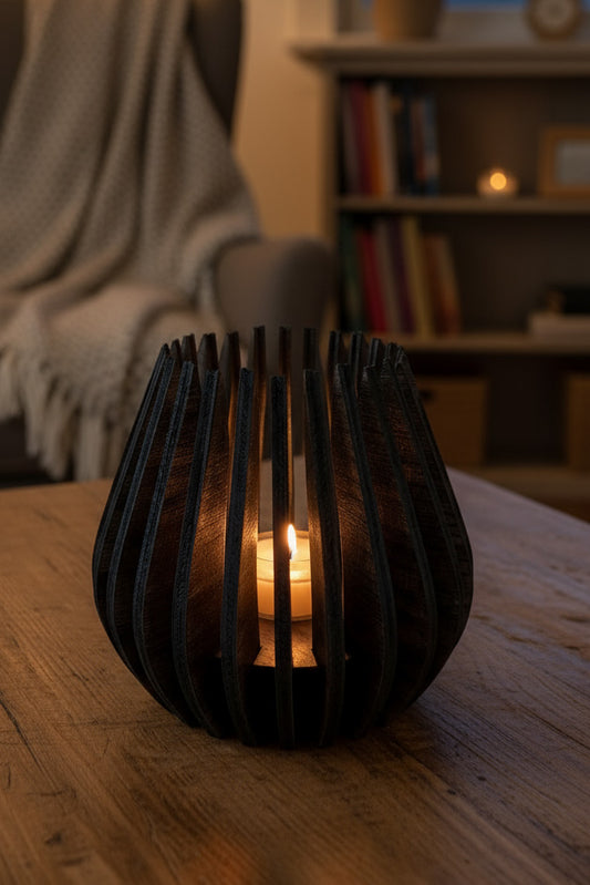 Lysestage "Tulipan" valnød