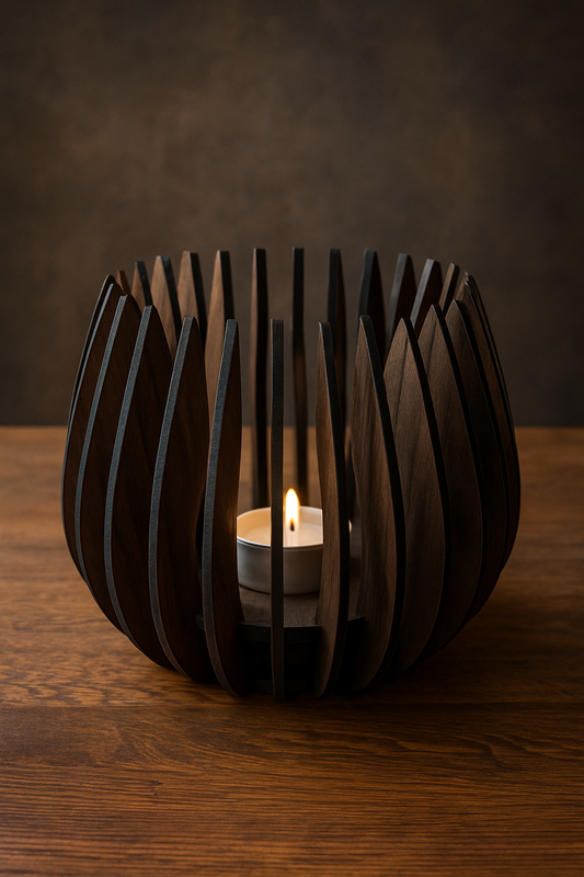 Lysestage "Tulipan" valnød